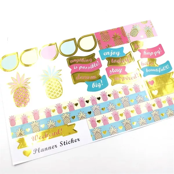 Stickers Planner Ananas Vibes Gold Foil