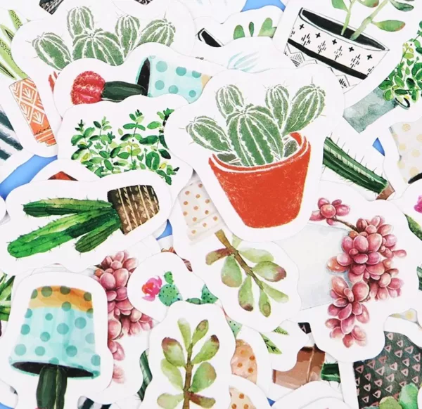 Stickers Planner Cactus & Plantes Vertes | 45 Autocollants Tropicaux Aquarelle – Image 6