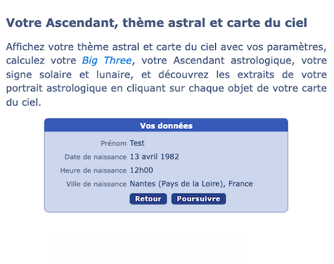 Créer sa Carte du Ciel avec Astrothème Etape 3