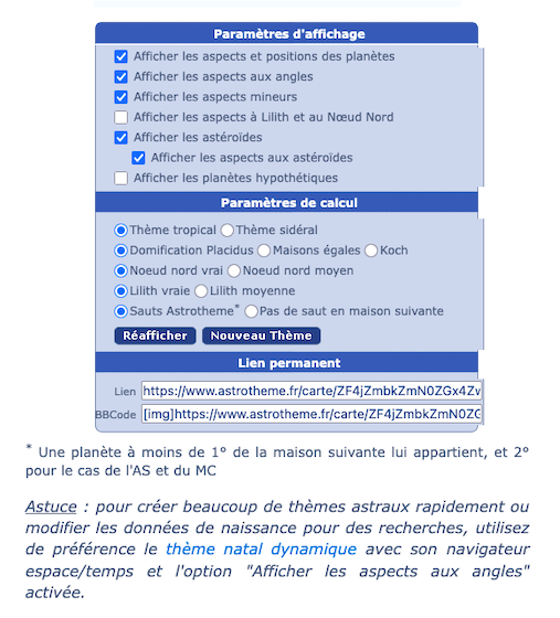 Créer sa Carte du Ciel avec Astrothème Etape 5