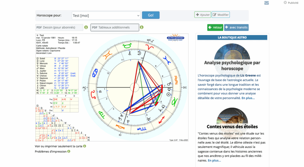 Comment créer ta Carte du Ciel avec Astro.com Etape 5 Découvre ta Carte du Ciel